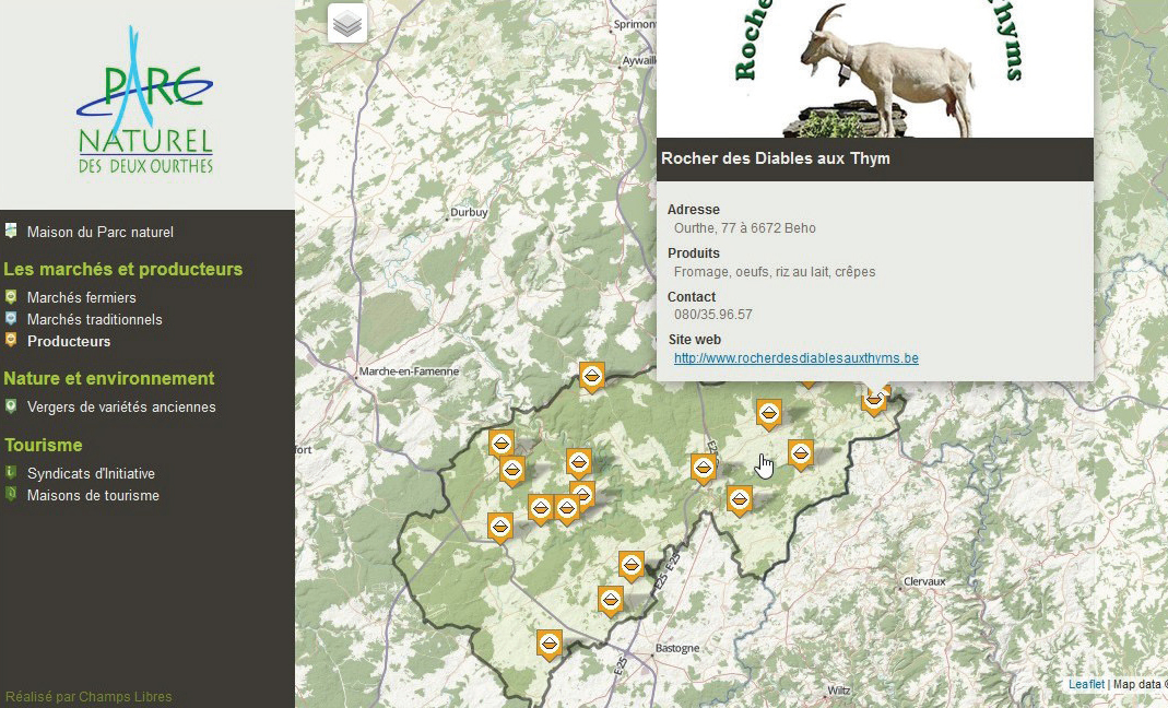 Une carte interactive des producteurs du Parc naturel